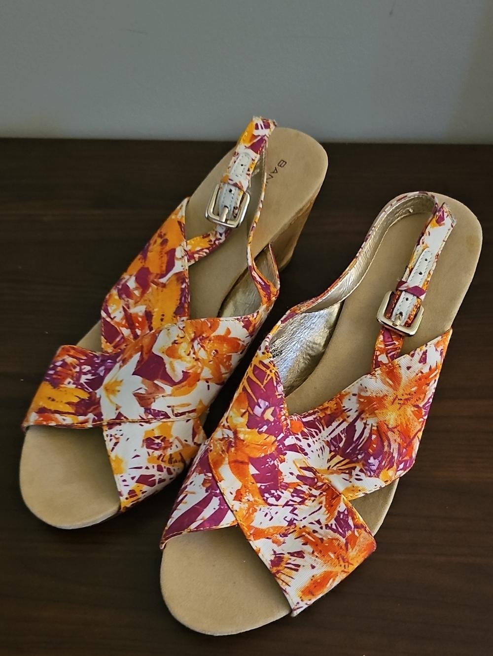 Women’s Floral Slingback Sandals - Orange/Purple